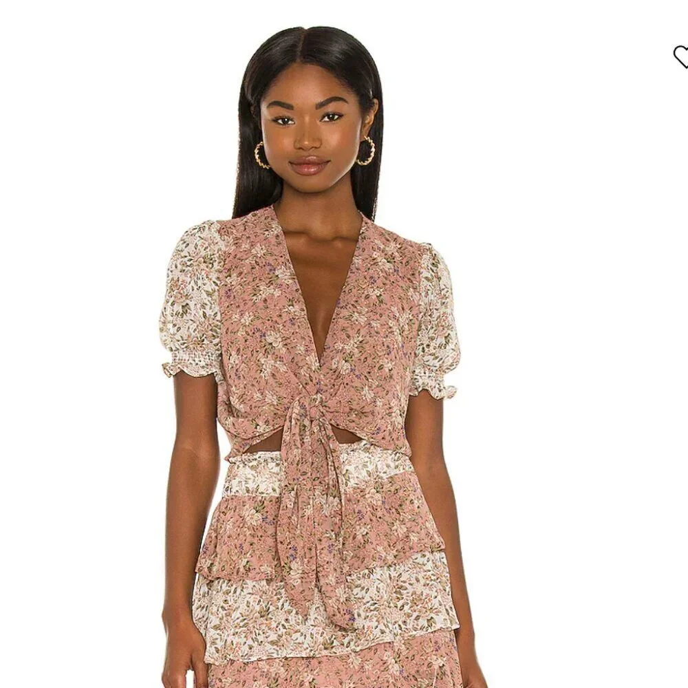 Show Me Your Mumu 'Kimmy' Tie Top in Floral Print Mix